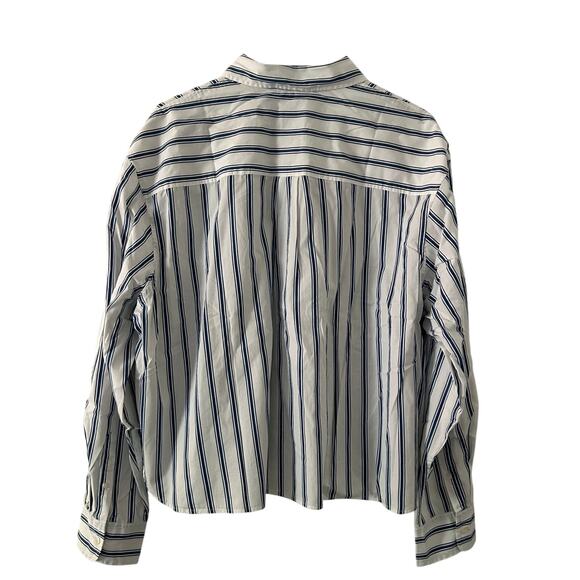 Gap Women's Button Up Blue Stripe Cotton Poplin Long Sleeve Shirt XL New - Picture 6 of 9